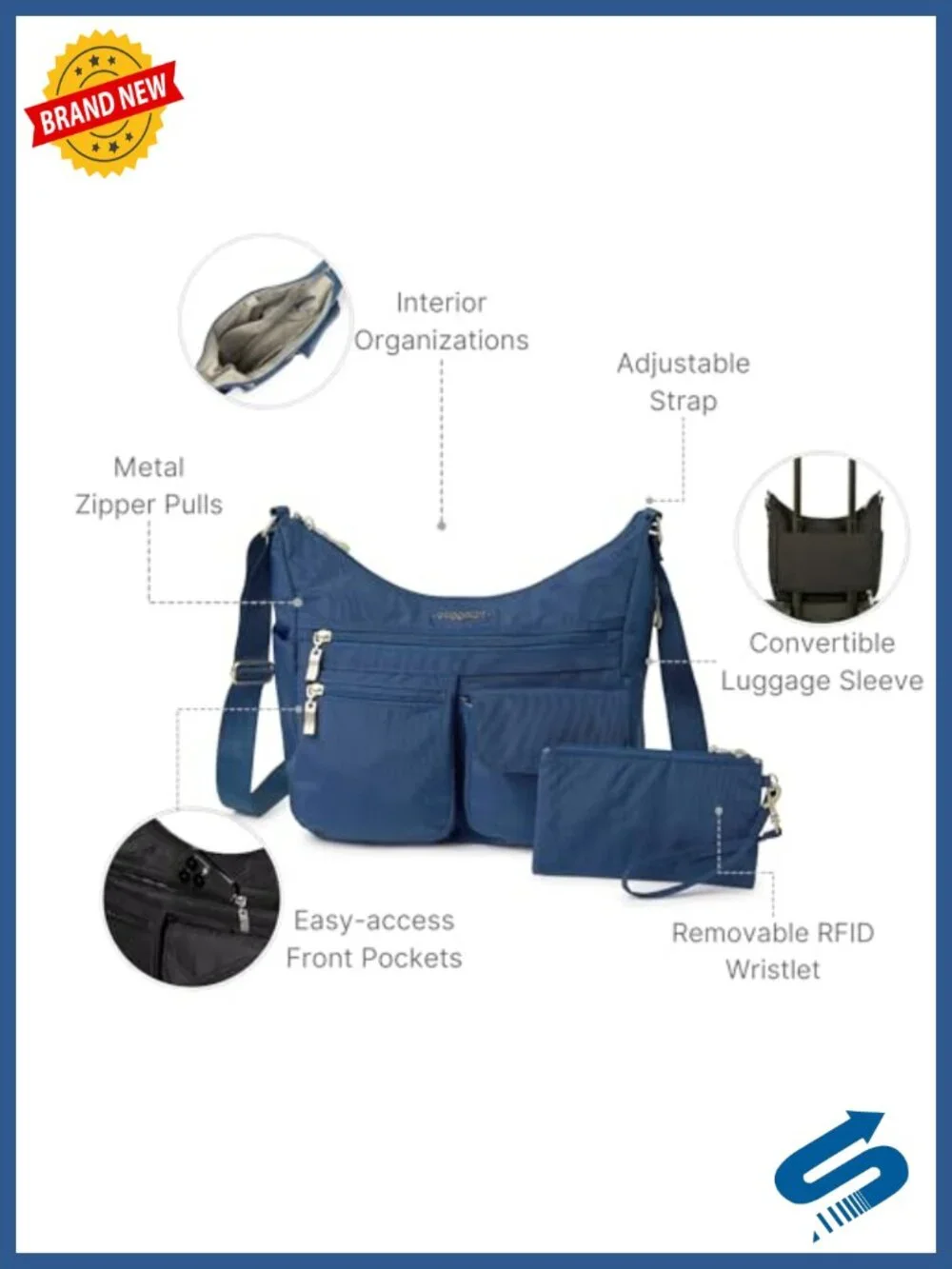 Nylon Hobo Crossbody Bag RFID Blocking Wristlet Machine Washable Travel